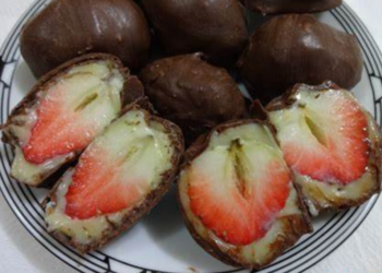 Coxinha de Brigadeiro com Recheio de Morango