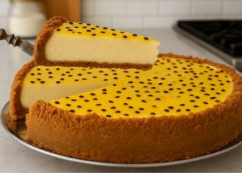 Torta Mousse de Maracujá com Cobertura de Geleia de Maracujá