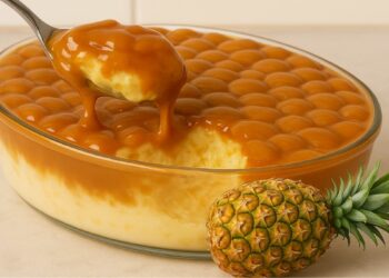 Pavê Gelado de Doce de Leite com Abacaxi em Calda