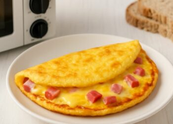Omelete de Micro-ondas Simples com Queijo e Presunto em 5 minutos