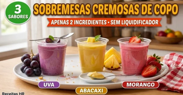 3 Receitas de Sobremesa Gelada com 2 Ingredientes Uva, Abacaxi e Morango