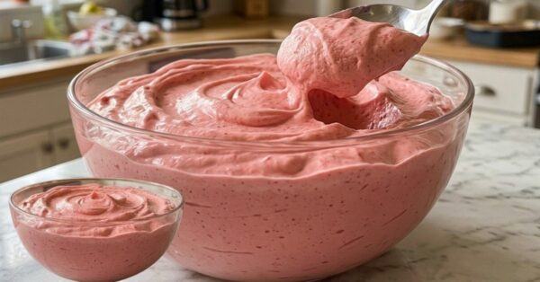 Mousse de Morango Cremosa com Suco em Pó